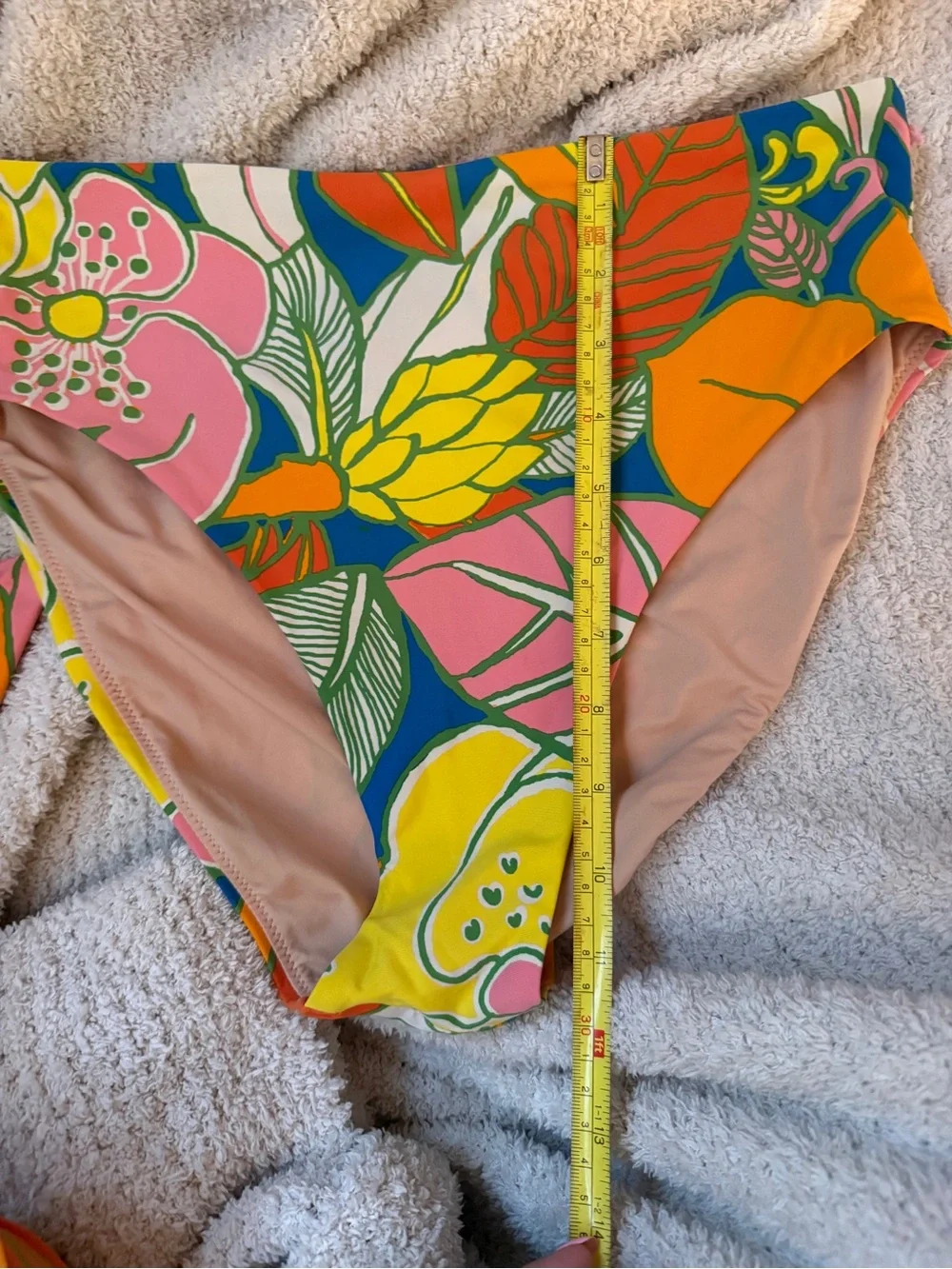 J. Crew women's Floral Bandeau Bikini in Blue, Orange & Yellow, no size tag,guc